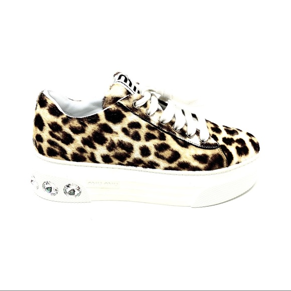 Miu Miu Shoes - NIB Miu Miu Cheetah Crystal Platform Sneakers
